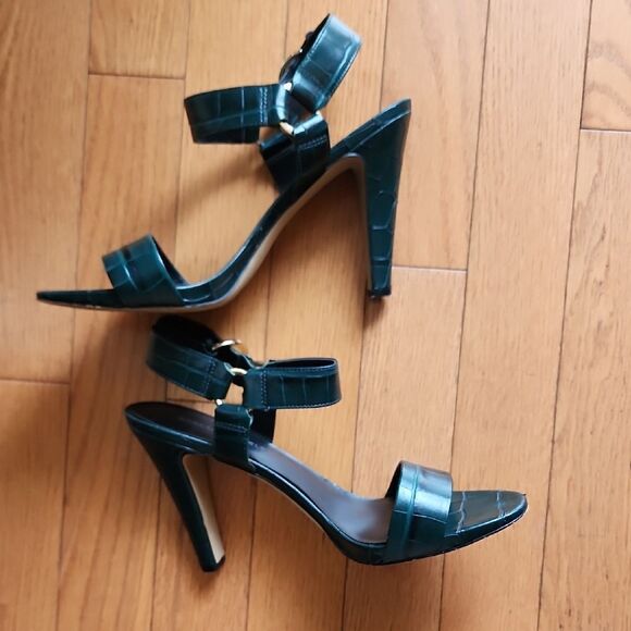 Karl Lagerfeld Teal Croc-Embossed Heels - Women's Size 8.5 - Picture 3 of 6